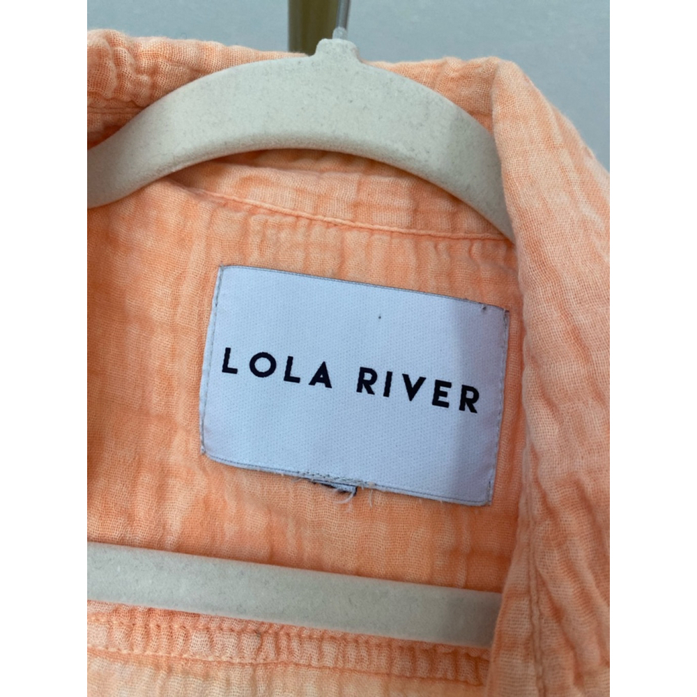 Lola River Gauze Peach Shirt Cotton Button Up Collared Beach Resort Coastal Boho - Picture 6 of 7
